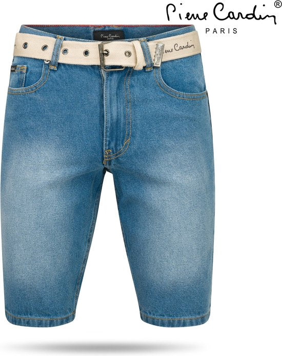 Pierre Cardin - Heren Bermuda met Gratis Riem - Light Wash - Denim - XL