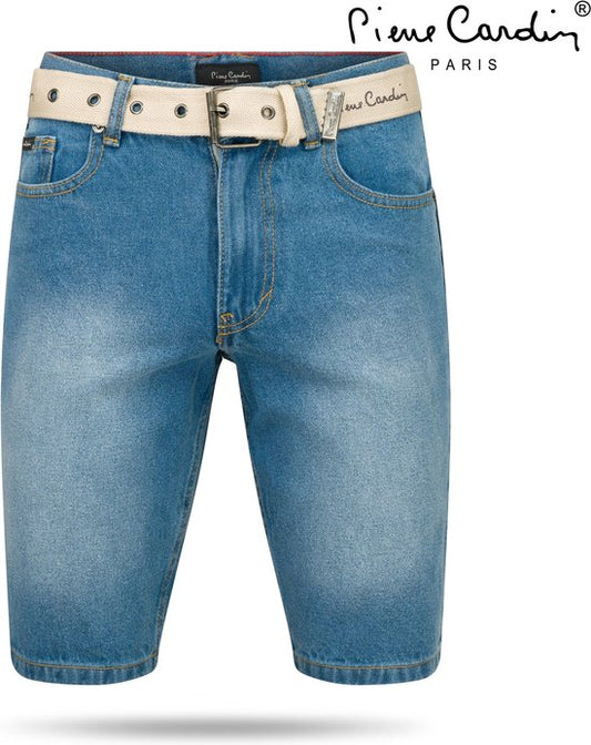Pierre Cardin - Heren Bermuda met Gratis Riem - Light Wash - Denim - XL