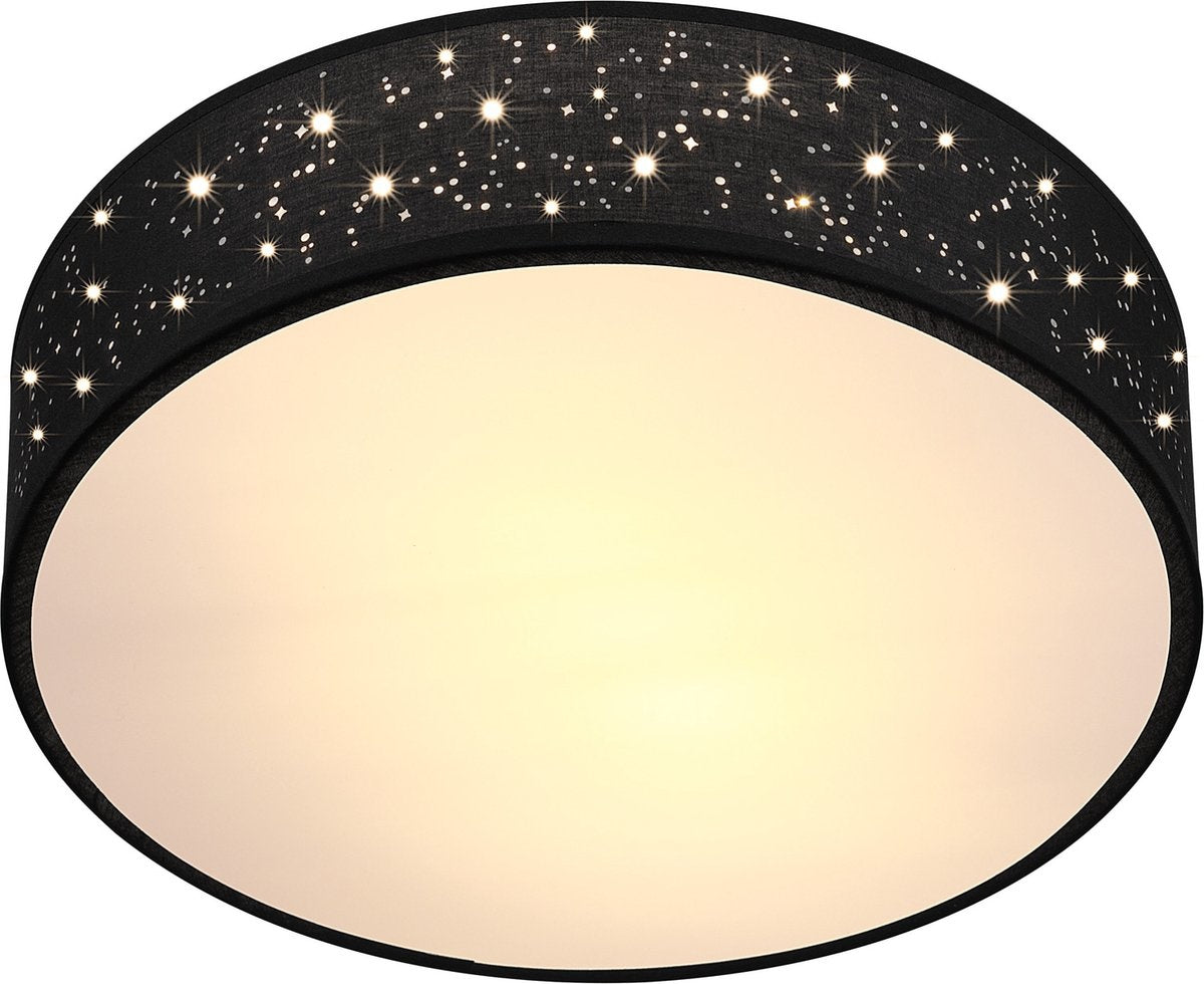Plafondlamp – Sterrenhemel – Rond - Ø 30cm – 40 Watt - Stof -Zwart