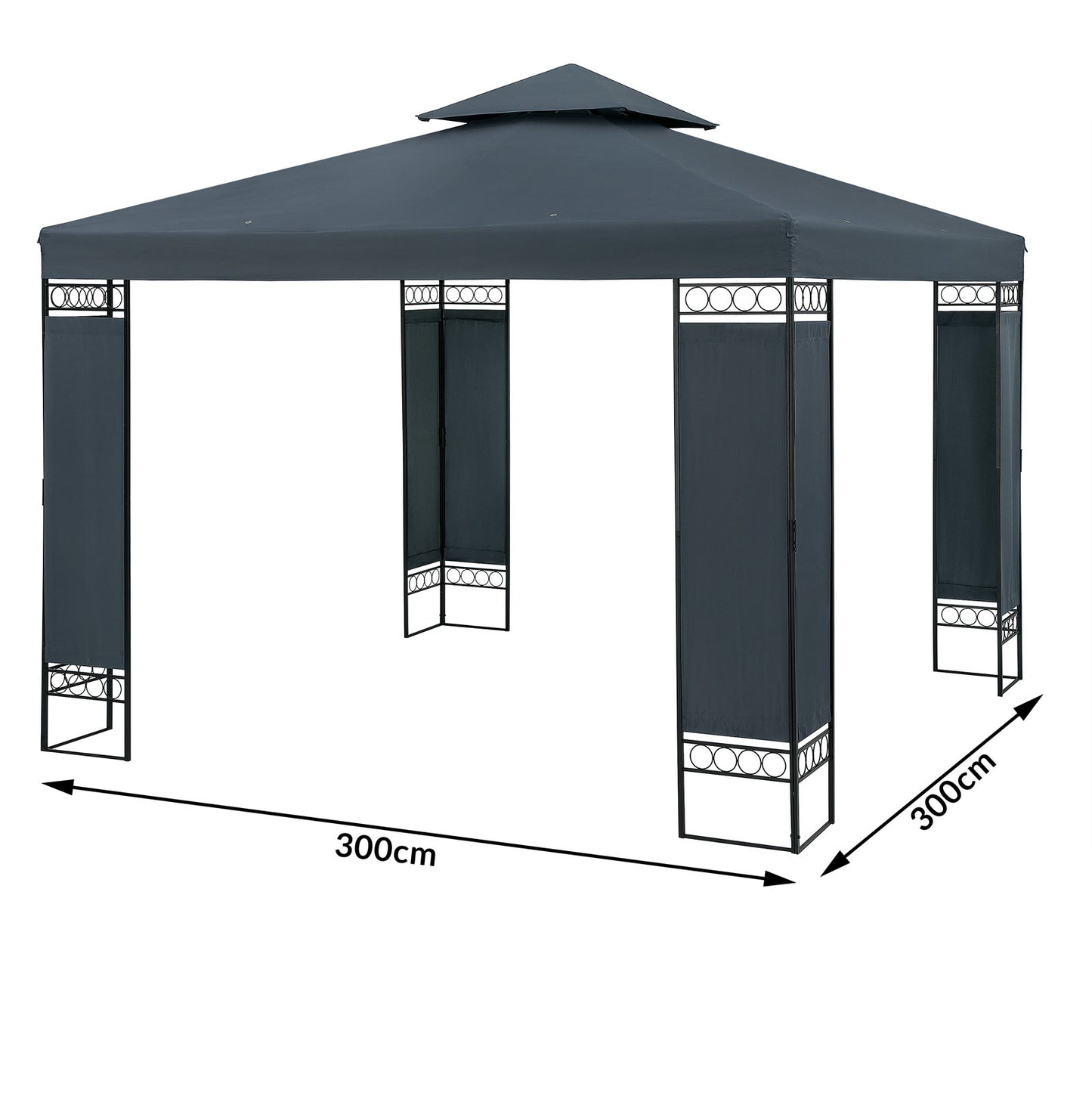 Casaria Paviljoen Lorca 3x3m - UV-bescherming 50+ Metaal - Antraciet