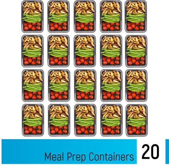 Fitcrafters Meal Prep Bakjes - Vershoudbakjes - Diepvriesbakjes - 20 Stuks - 1 Compartiment - 1L - BPA vrij