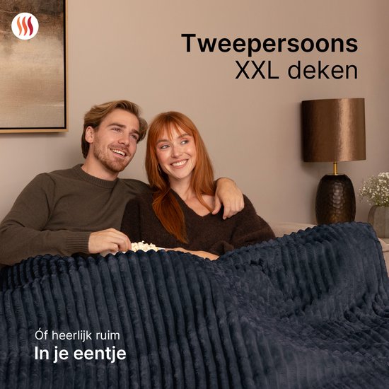 Seranova Elektrische Deken XXL - Extra Warmtedraden - Gestreept Model - 180x160 cm - 2 persoons Warmtedeken - Dubbelzijdig Fleece - Grijs