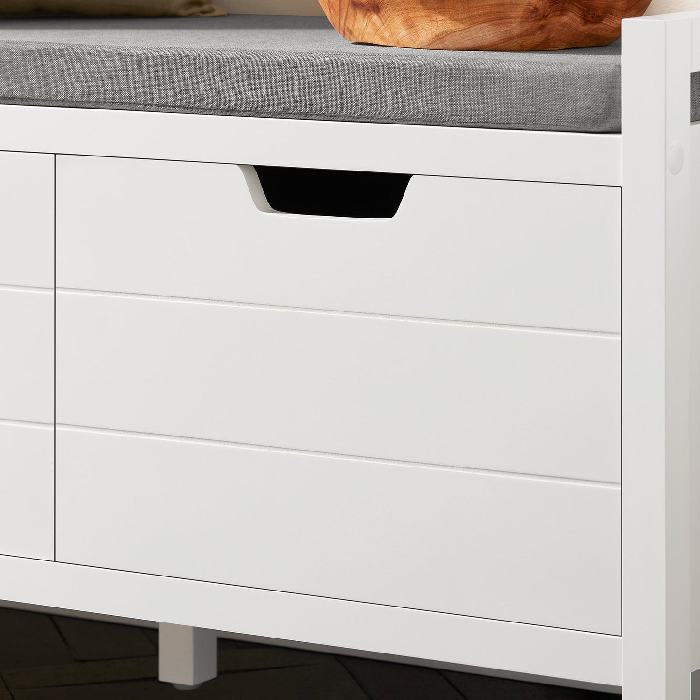 SoBuy FSR63-II-W Opbergbank 91x30x50 cm, Wit, Lage Entree Meubel met Zacht Gekussen en 2 Deuren