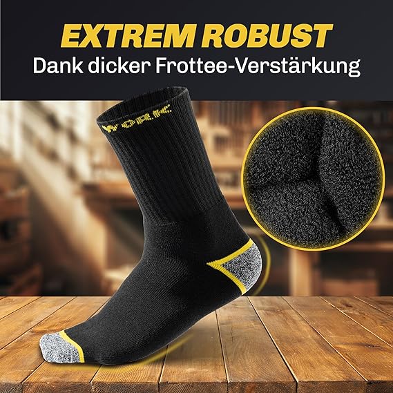 HELDENWERK 10 paar werksokken voor heren, premium | versterkte werksokken van ademend katoen | robuuste werksokken met comfortabele tailleband - Maat 35-38