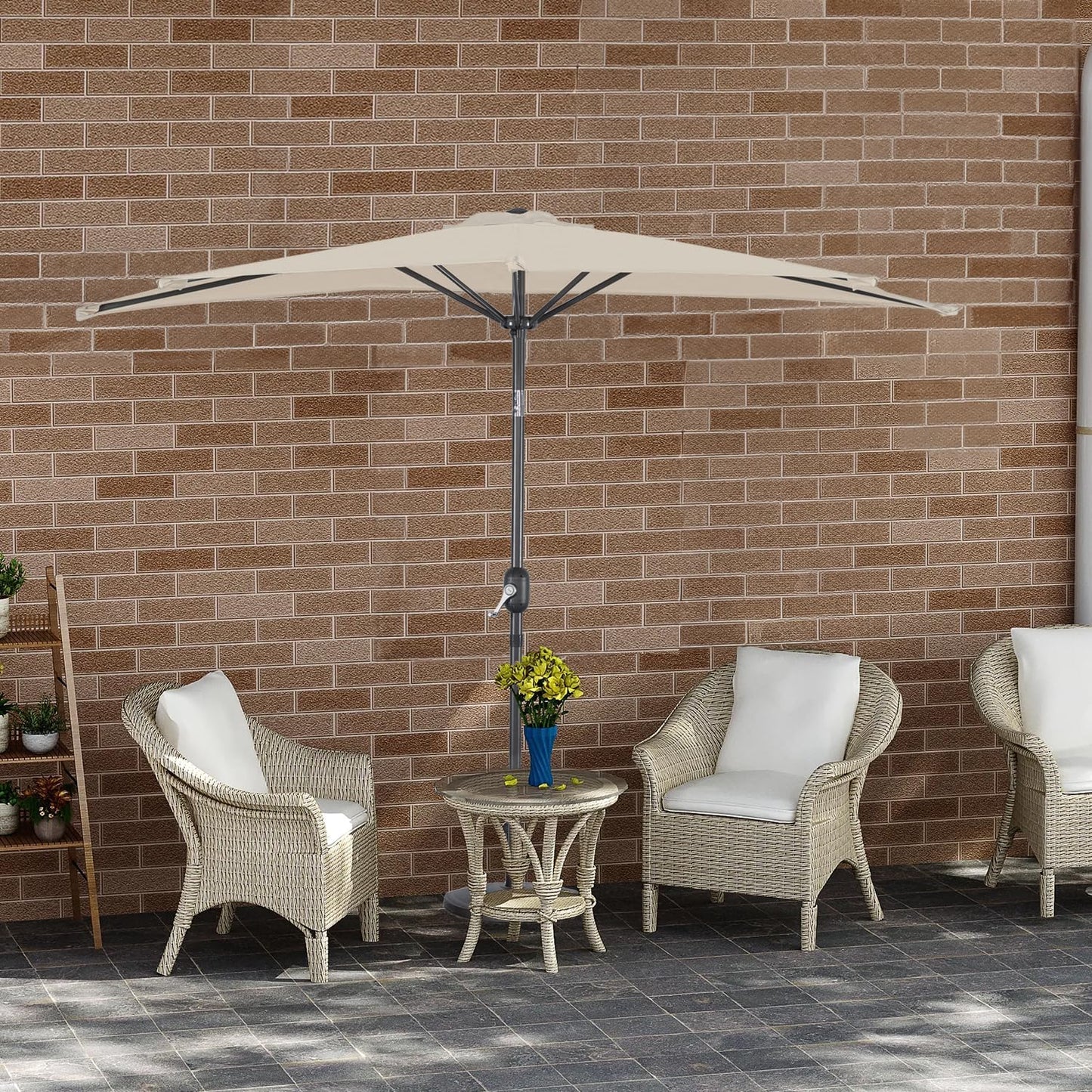Angel Living Balkonparasol - Halfrond - 245 x 122 cm - Créme