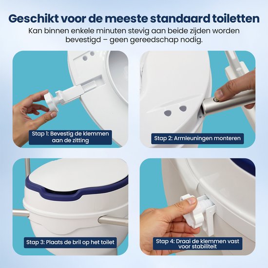Truesafe Toiletverhoger 10 cm - Universele maat - Met armleuning en deksel - Verhoogde WC bril - Ergonomisch zitkussen - Verhoger voor volwassenen & senioren