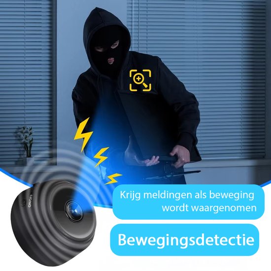 Tech Essentials Mini Verborgen Spy Camera - 1080P - Met WiFi APP - Micro Geheime Beveiligingscamera - Binnenhuis - Spionage - Nannycam - afluisterapparatuur - Zwart