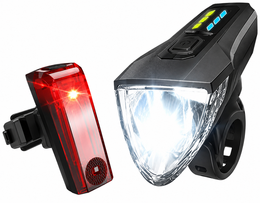 MIVELO Fietsverlichting Set – USB Oplaadbaar & Waterdicht – 70 Lux – Zwart