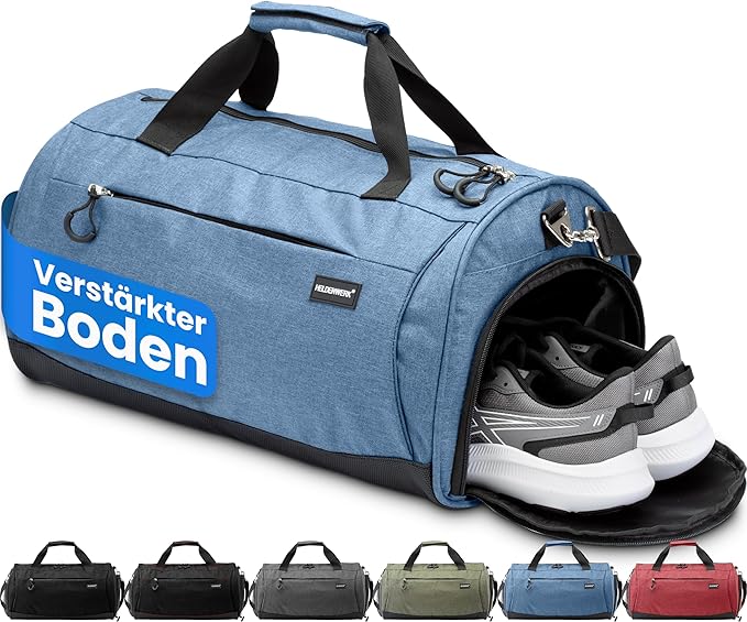 Heldenwerk Sporttas met schoenenvak en nat vak, trainingstas voor dames en heren, ideaal als reistas, fitnesstas, trainingstas of sporttas, Donkerblauw, Sporttas met schouderriem