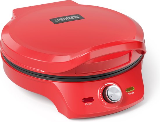 Princess Pizza maker 115007 - Pizzaoven - Regelbare thermostaat tot 220C - Rood - Ø30cm - ook te gebruiken als tafelgrill - voor verse en diepvriespizza's