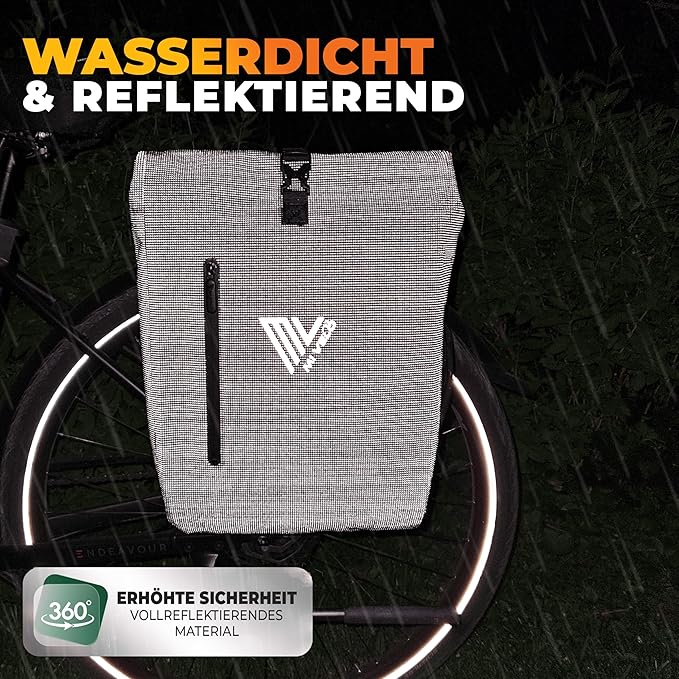 MIVELO 3-in-1 Fietstas – Rugzak & Schoudertas – Waterdicht – Met Laptopvak – 20L – Zwart Reflecterend