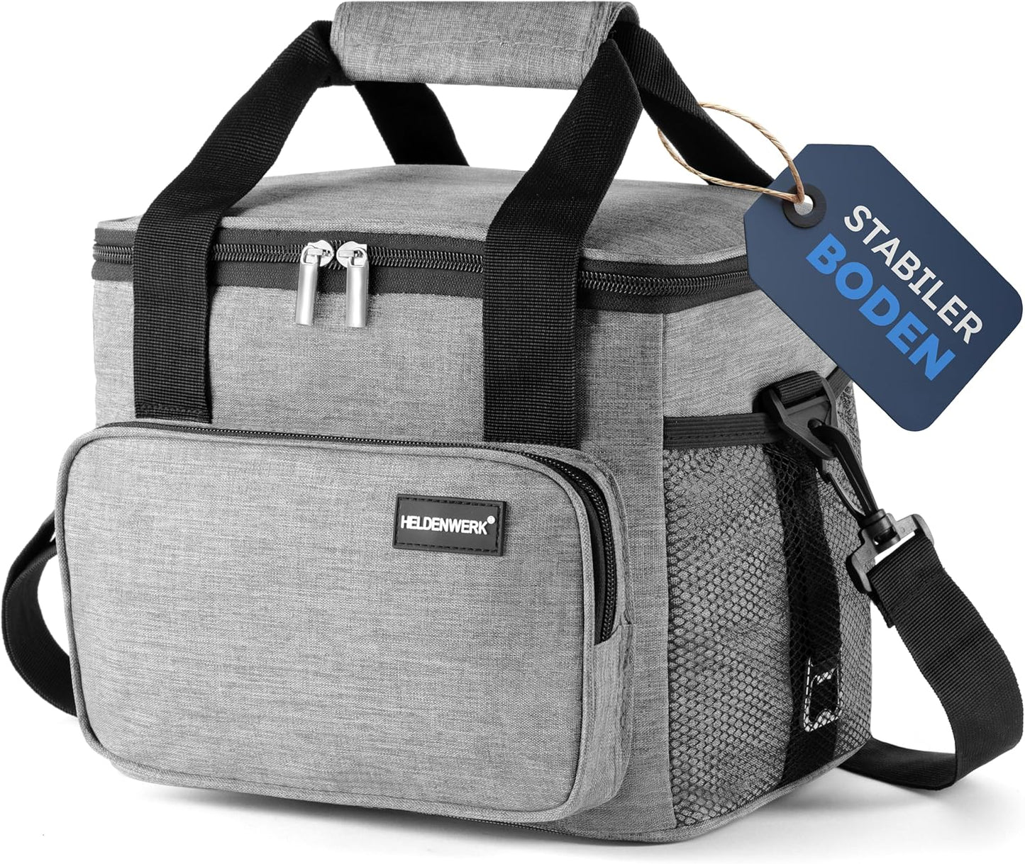 HELDENWERK Koeltas Klein & Opvouwbaar – 10 Liter Thermische Lunchtas – Geïsoleerd, Waterdicht & Lekvrij – Koeltas - Brunch- en Lunchtas – Lichtgrijs