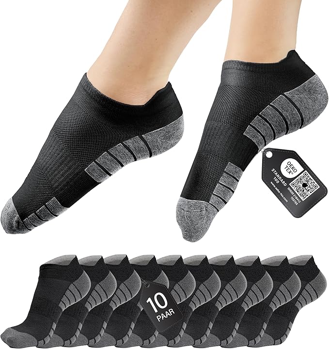 Heldenwerk Sneakersokken voor dames en heren 10 paar - Korte sportsokken met ademend katoen - Unisex hardloopsokkenset - Maat 43-46