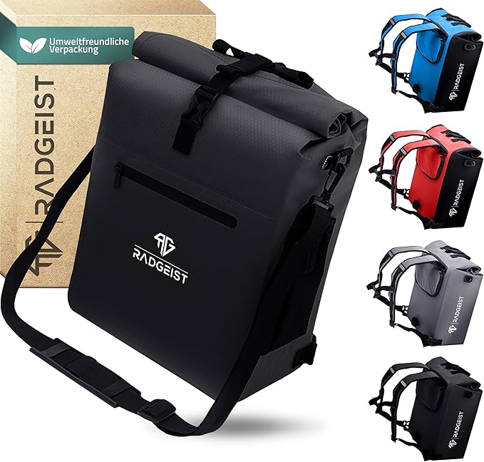 RADGEIST 3in1 fietstas - Waterdicht - Snelsluiting - 25L - Fietsrugzak - Zwart