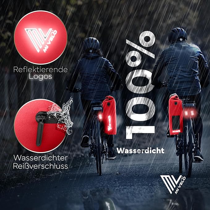 MIVELO Fietstas – 3-in-1 Rugzak & Schoudertas – Waterdicht & Incl. Laptopvak – 25 liter – Rood