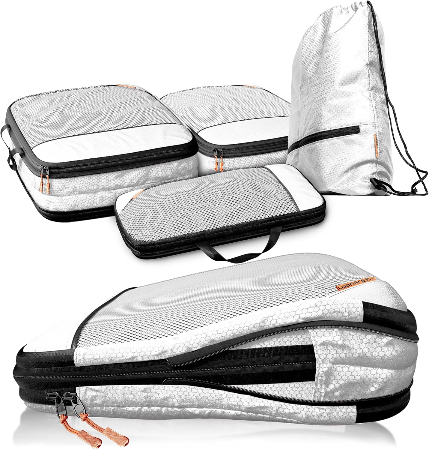 loonara Compressie Packing Cubes - 4-Delig - Grijs