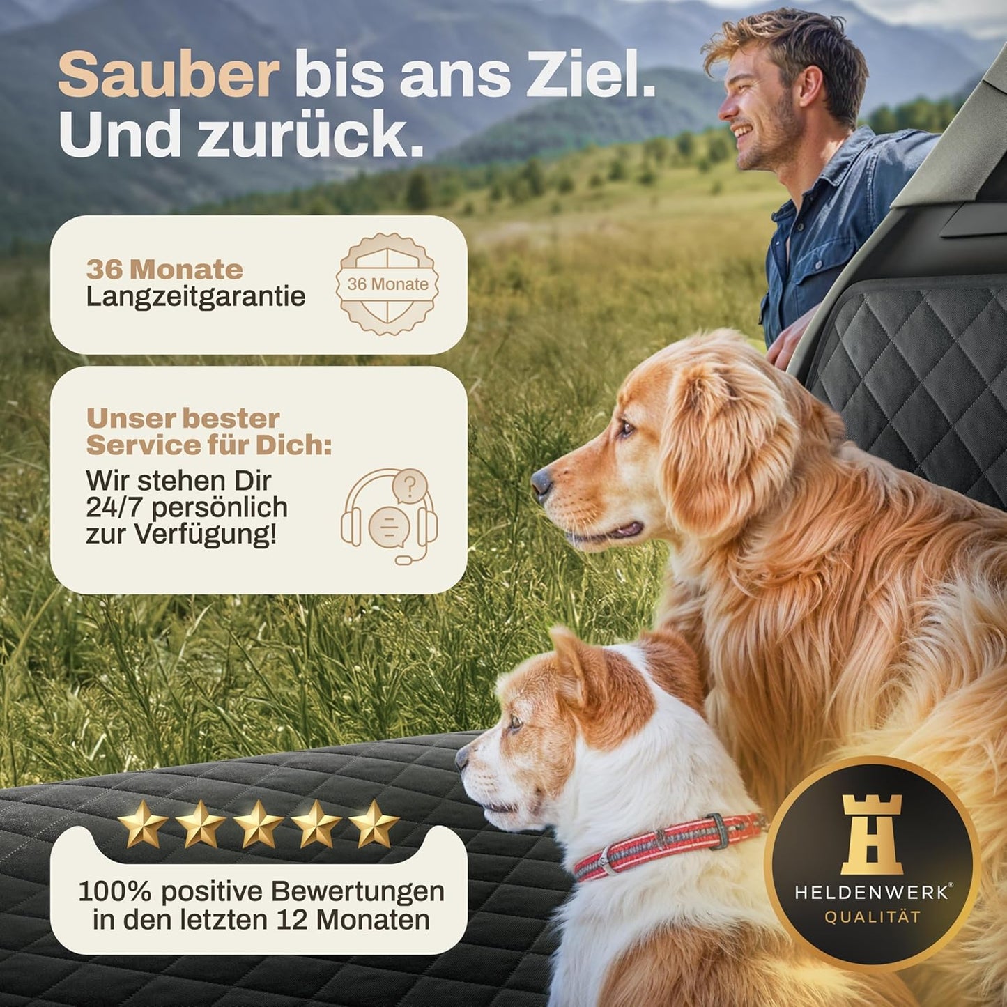 HELDENWERK Kofferbakbescherming voor Honden – Waterdicht & Krasbestendig – Met Zij- en Bumperbescherming – Universele Pasvorm – Premium Gewatteerd – Zwart