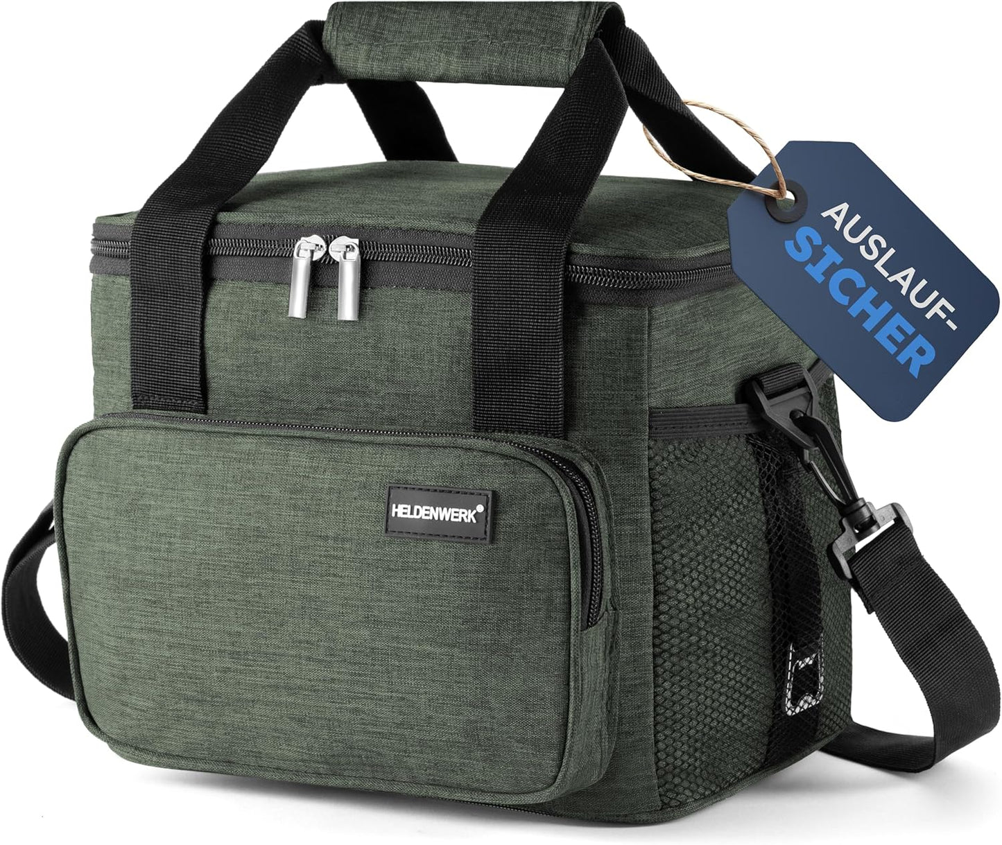 HELDENWERK Koeltas Klein & Opvouwbaar – 10 Liter Thermische Lunchtas – Waterdicht & Lekvrij – Geïsoleerde Picknick- en Koeltas – Met Flesopener – Olijfgroen