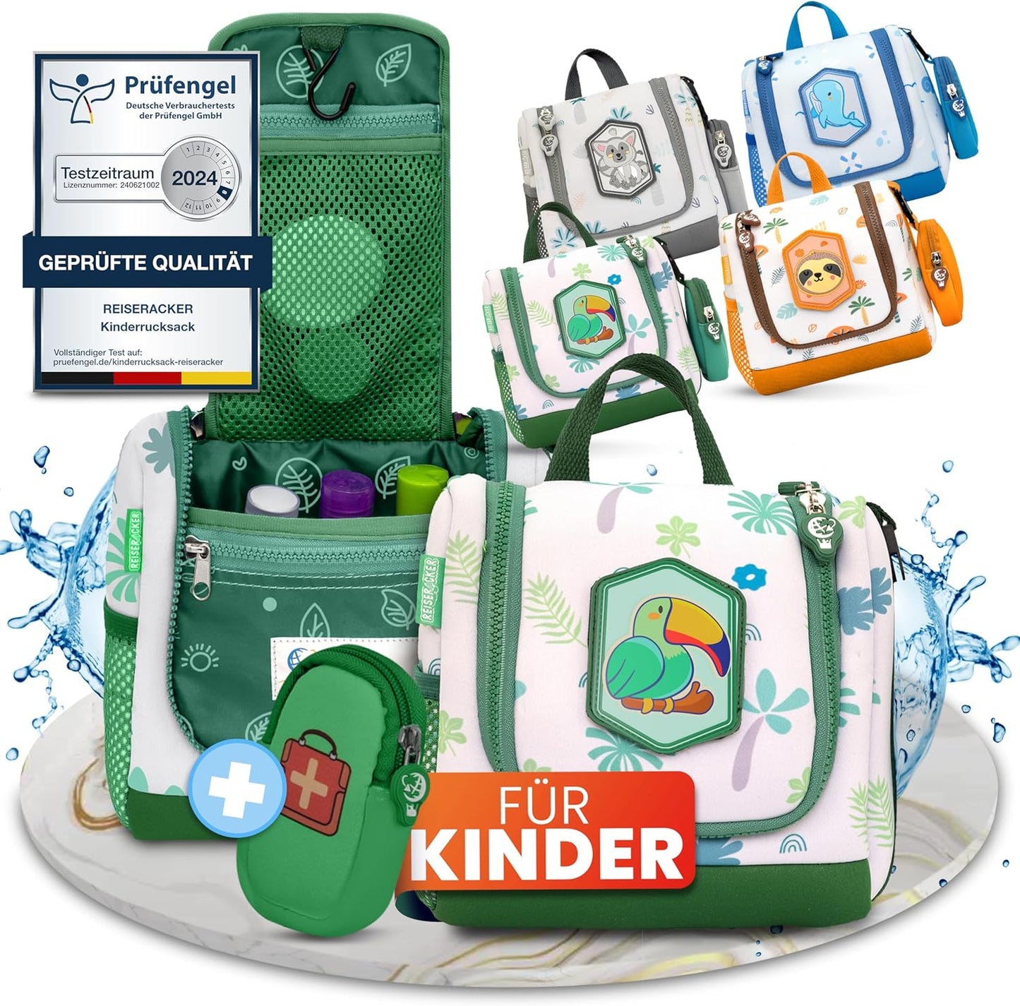 REISERACKER Toilettas voor Kinderen - 21 x 9 x 18 cm - groen