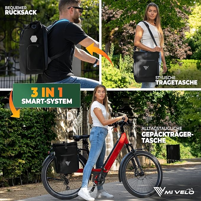 MIVELO – 3-in-1 Rugzak & Schoudertas – Waterdicht – 25 liter – Zwart