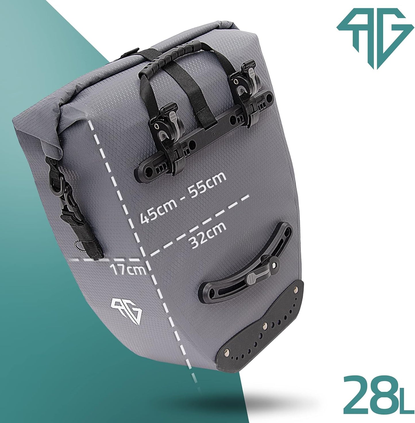 RADGEIST fietstas voor bagagedrager set - 2X tas voor fietsbagagedrager - bagagedraagtas waterdicht & schoudertas - fietstas met reflectoren