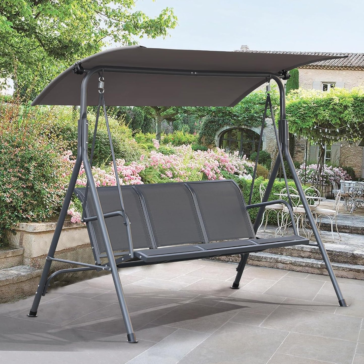 Angel Living Tuinschommel - 3 Zitplaatsen - Dak - Teslin-stoel - 170x110x152 cm - Teslin