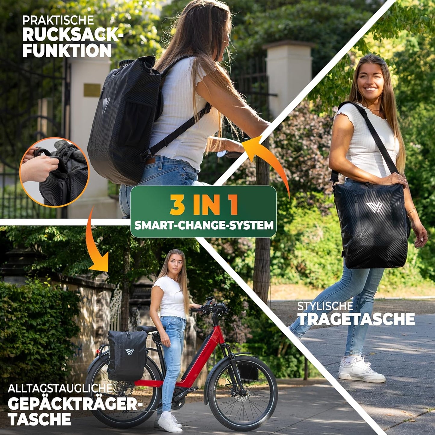 MIVELO PRIMUS - 3-in-1 Waterdichte Fietstas met Laptopvak en Slot - Carbon - 20 L