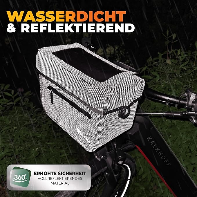 MIVELO Stuurtas – 100% Waterdicht & Met Telefoonvak – 7 liter – Zwart Reflecterend