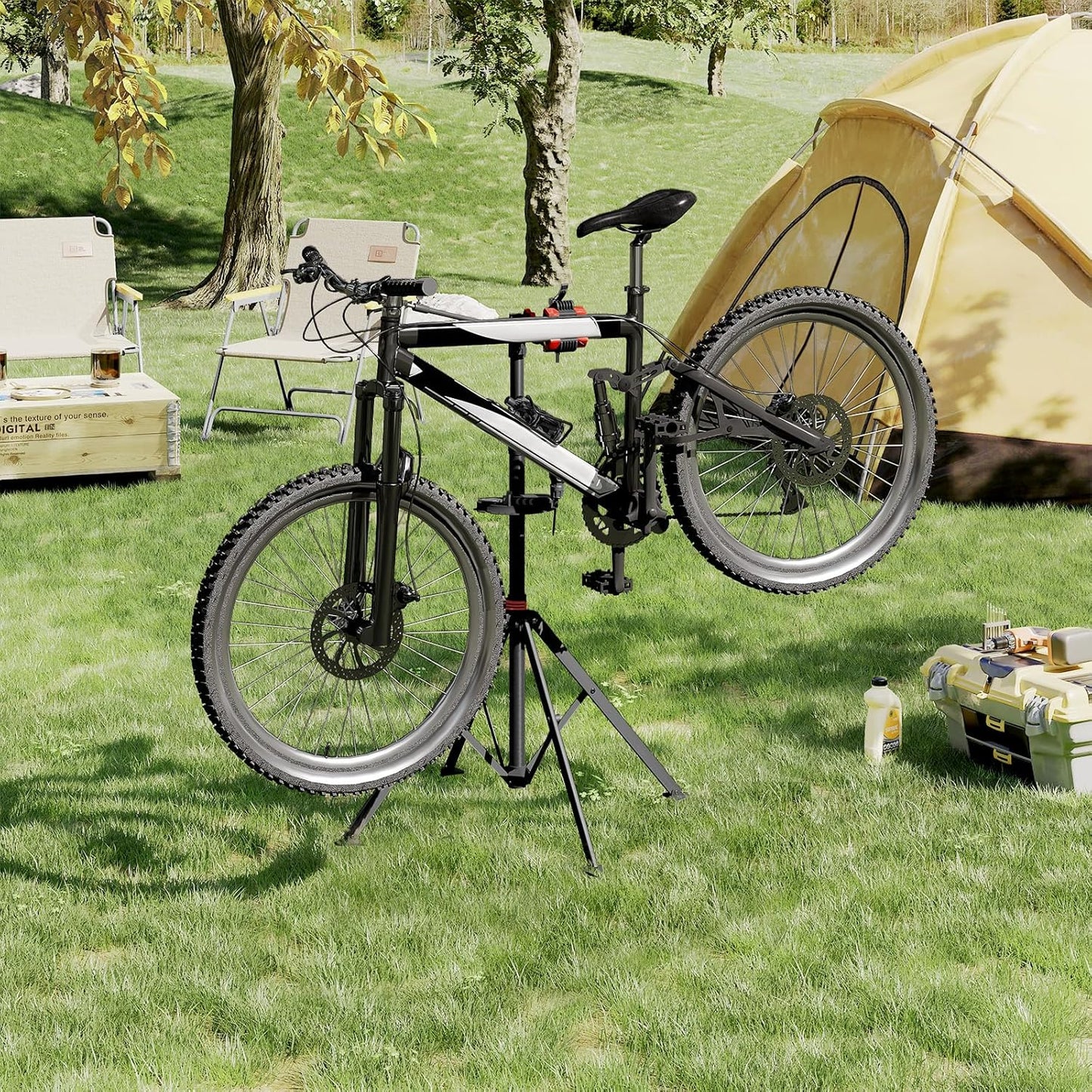 WOLTU Fiets Montagestandaard Zwart - 105-185 cm Verstelbaar - 360° Draaibaar - Tot 25 kg