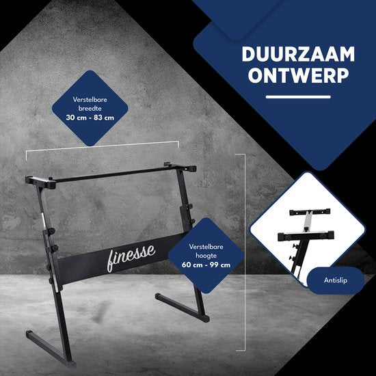 Finesse Keyboard Standaard - Verstelbaar - Statief - Piano Standaard - Toetsenbord Standaard