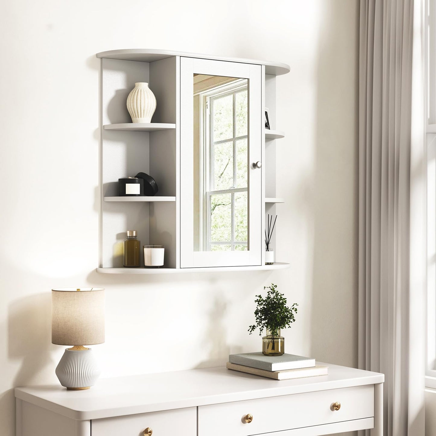 Esituro Spiegelkast - 60x58x16cm - Wandkast - MDF - Wit
