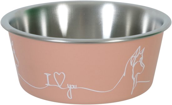Zolux Love Voerbak Hond - RVS Binnenkant - Roze - 1700 ml