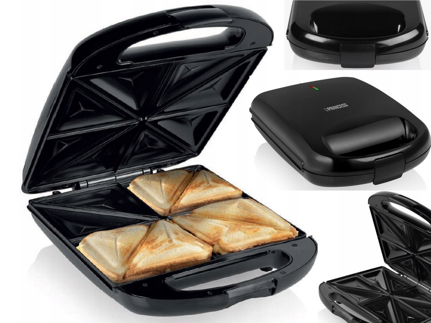 Princess Sandwichmaker XL - Broodrooster voor 4 Sandwiches - 25 x 22 cm - Zwart