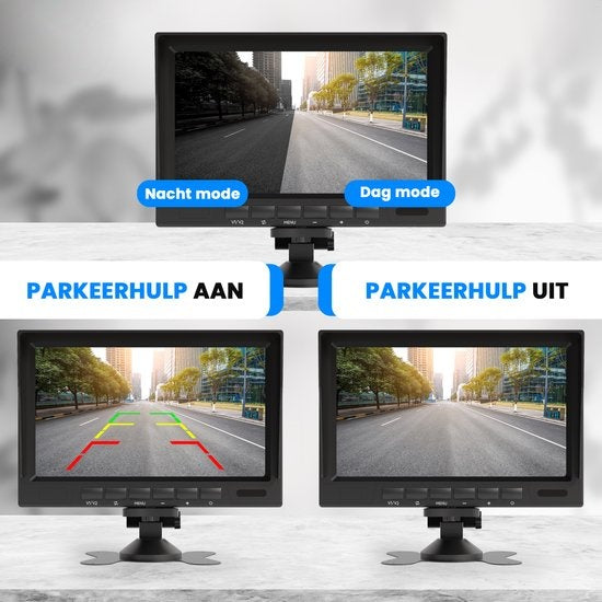 Strex Achteruitrijcamera Set Bedraad Met 2 Camera's (tegelijk bekijken) - HD 1080P - 7" Scherm - 18LED Nachtzicht 15m - IP69 Waterdicht - Achteruitrij Camera