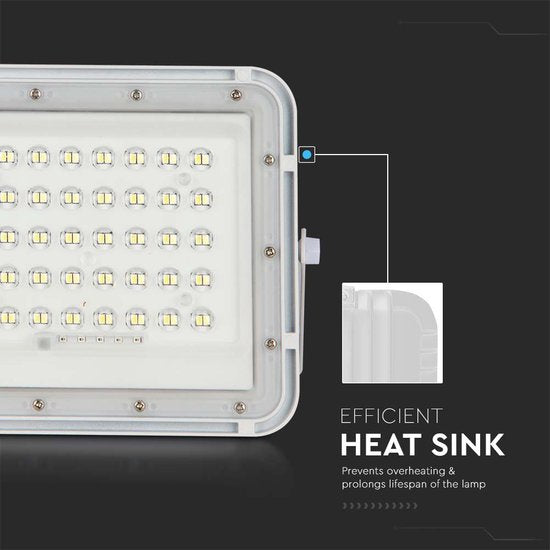 V-TAC VT-40W-W Solar Schijnwerper | IP65 Waterdicht | Wit | 6W | 400 Lumen | 4000K