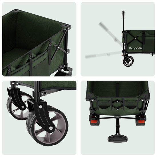 LifeGoods Bolderkar - XXL - Opvouwbaar - 300L - 150KG Draagkracht - Groen