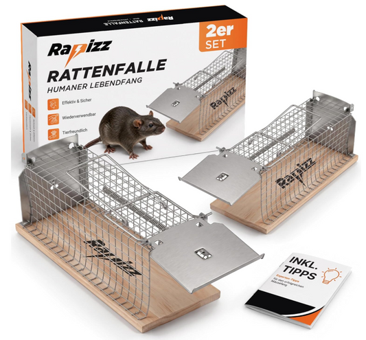 LEBENLANG Rapizz Rattenval Levend Set van 2 - Hout - 30 cm - Diervriendelijk