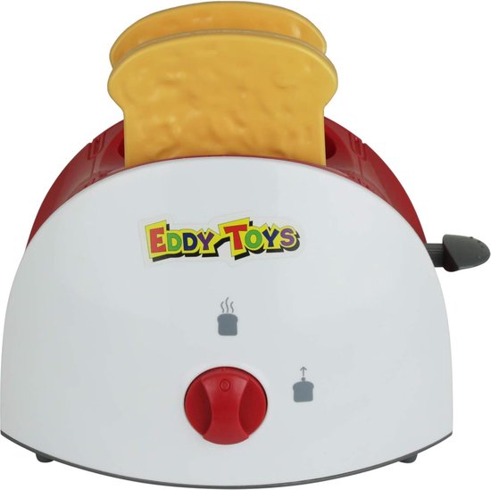 Eddy Toys Speelgoed Broodrooster - Speelgoed Keukengerei Toaster - Incl. Toast - Wit