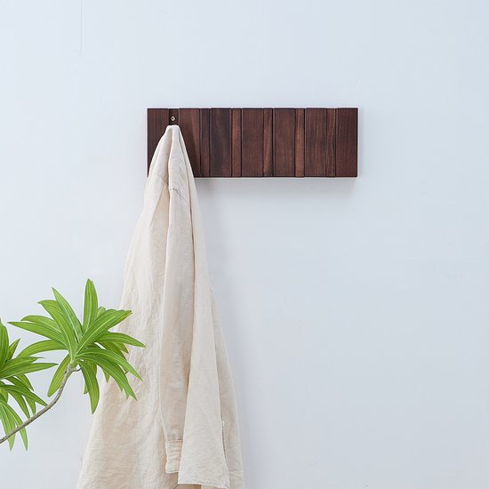 Urban State Piano kapstok - donker hout - wandkapstok - 6 haken - kapstok hangend - walnoot finish