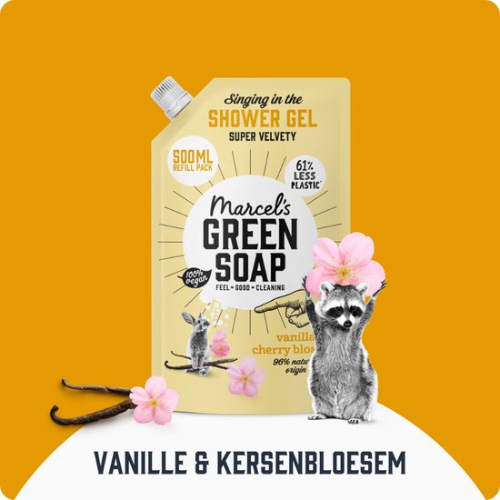 Marcel's Green Soap Douchegel Navulling - Vanille & Kersenbloesem - 6 x 500ml