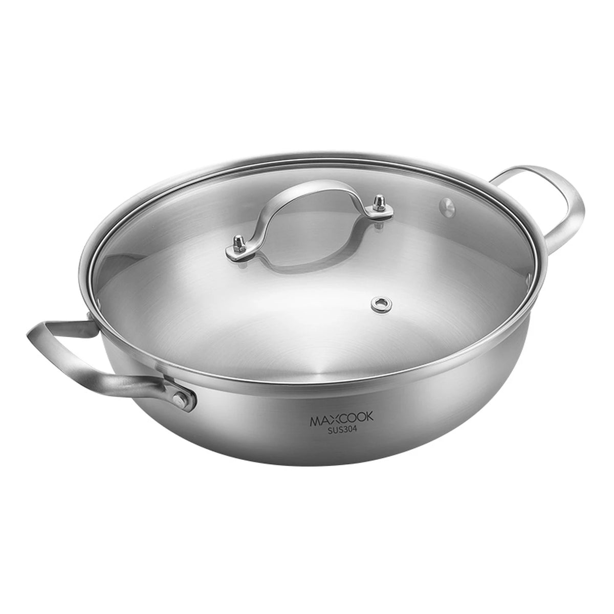 Maxcook Hotpot 3-Laags RVS 304 - 28 cm - Dubbele Handgreep, Inductie Geschikt
