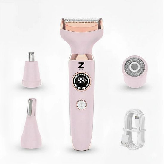 Ladyshave voor Vrouwen - 4 in 1 Scheerapparaat - Oksels - Benen - Neustrimmer - Wenkbrauw - Neus - Zeri
