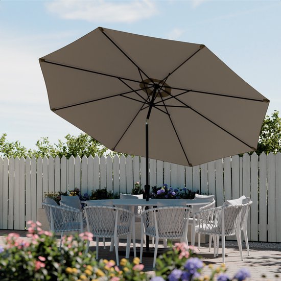LifeGoods Parasol - Tuin - Ø350 cm - 30° Kantelbaar - Waterdicht - UPF50+ - Taupe