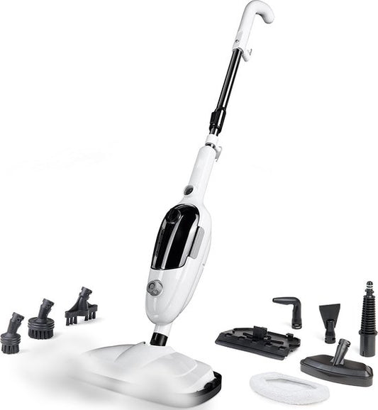 URGOODS Stoomreiniger – Incl. Opzetstukken & Microvezeldoeken – 1300 W – 20 x 45 x 180 cm – Wit