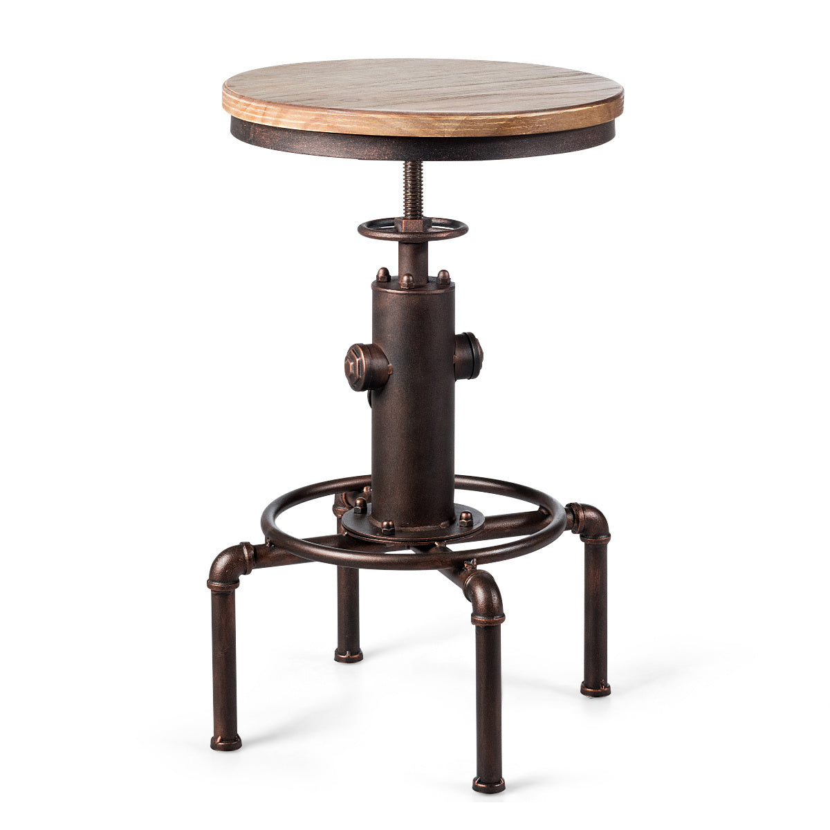 Coast Barkruk In Hoogte Verstelbare Bistro Kruk - 44 x 44 x 59,5 - 75 cm - Natuur + Brons