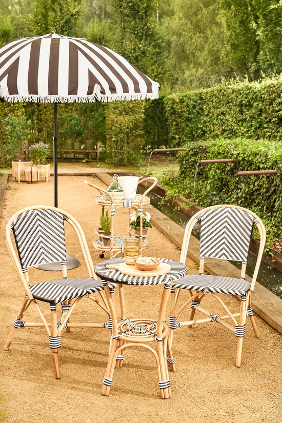 In The Mood Collectie Osborn Parasol - H238 x Ø220 cm - Zwart, Wit