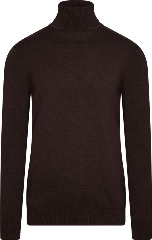 Cappuccino Italia - Heren Sweaters Coltrui Donkerbruin - Bruin - Maat XL