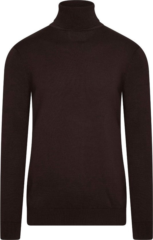 Cappuccino Italia - Heren Sweaters Coltrui Donkerbruin - Bruin - Maat XL