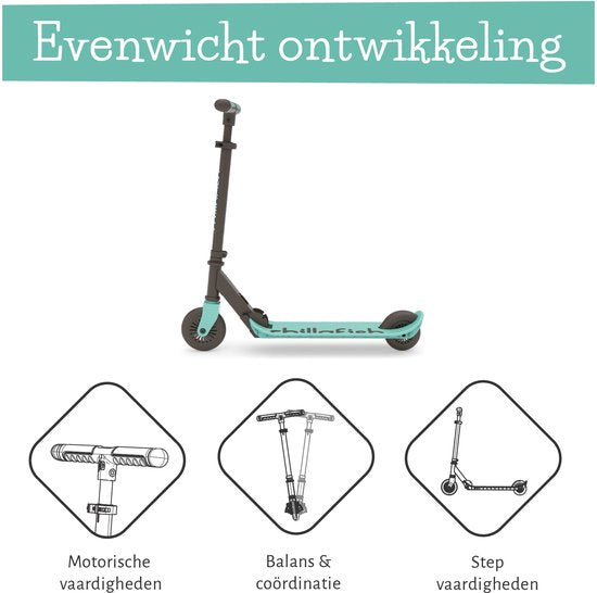 Chillafish Kinderstep jongen en meisje vanaf 5 jaar met voetrem - Blauw Groen - Step met verstelbaar stuur - Opvouwbaar en lichtgewicht met ABEC-5 wielen - Model Flexxi