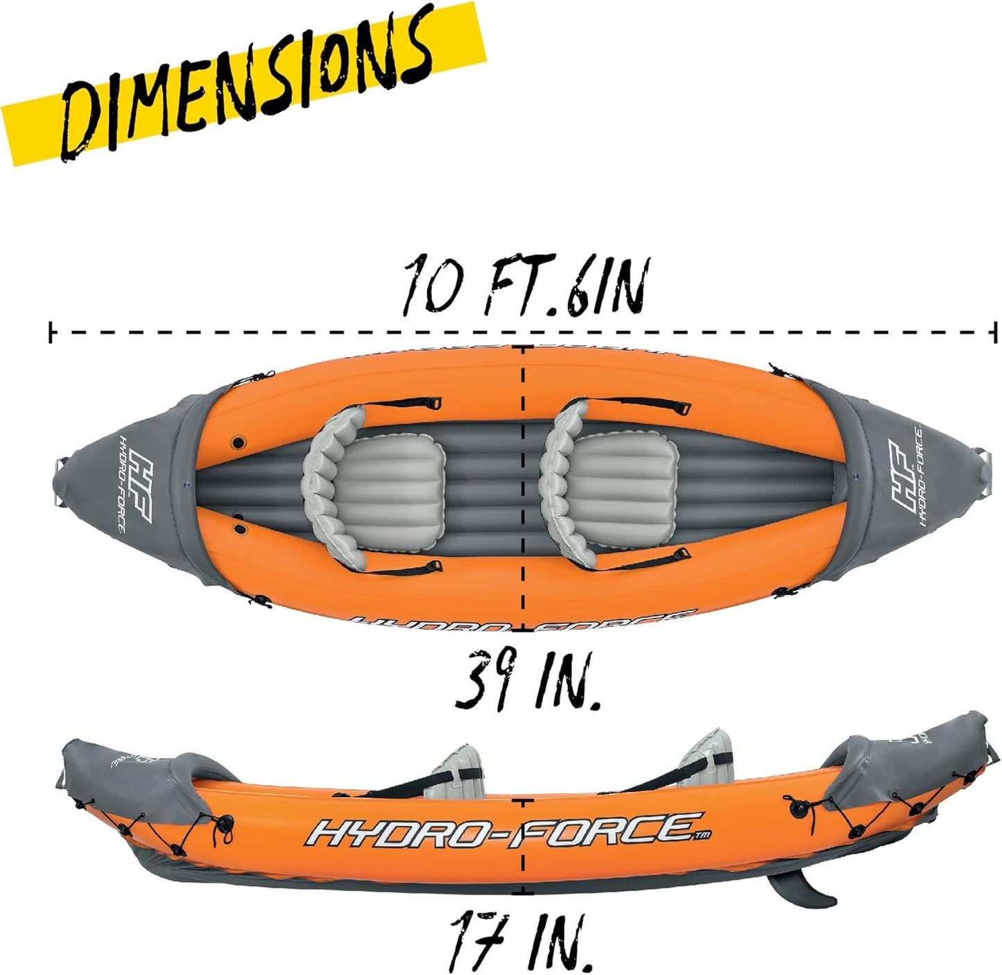 Hydro-Force Rapid - Opblaasbare Kajak voor 2 Personen - met Zittingen - Rugleuning - Peddels - Handpomp - en Draagtas - Oranje